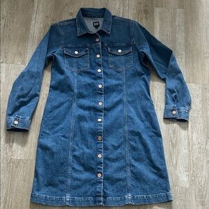 Gap Denim Cotton Button Down Dress Long Sleeve